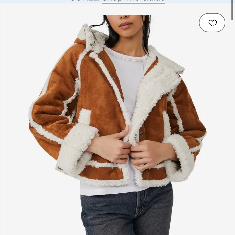 New with tags free people Vegan leather Sherpa coat